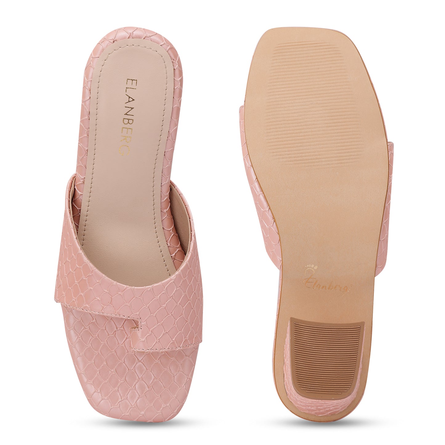 Bloomvale Textured Toe Ring Block Heel- Blush Pink