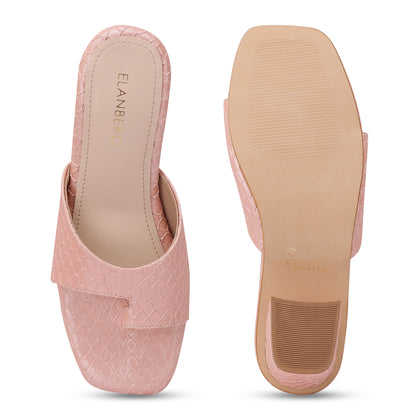 Bloomvale Textured Toe Ring Block Heel- Blush Pink