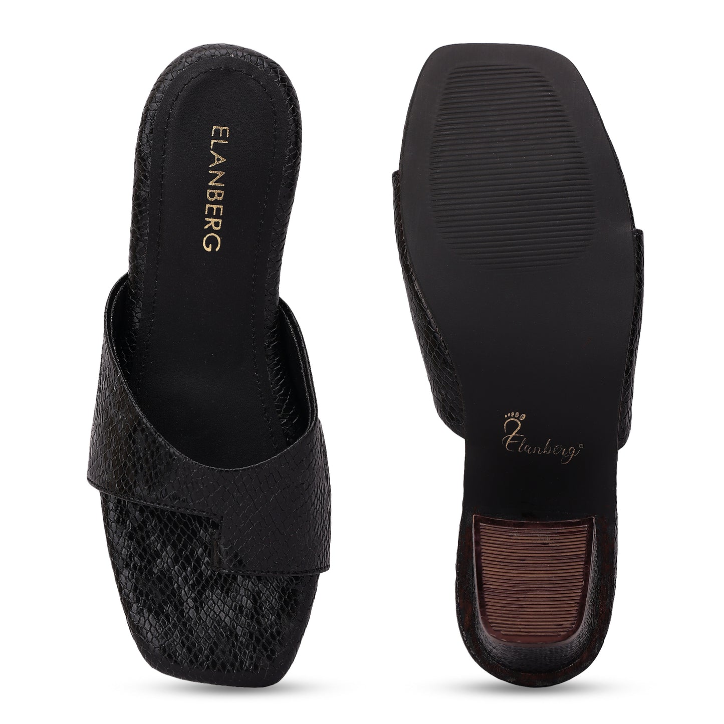 Ravenwood Textured Toe Ring Block Heel- Black