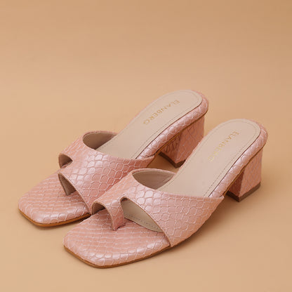 Bloomvale Textured Toe Ring Block Heel- Blush Pink