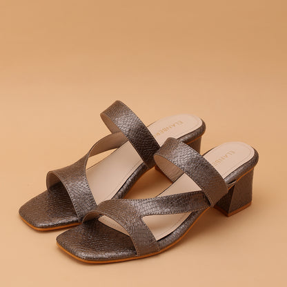 Barkley Asymmetrical Strap Block Heel- Mouse Grey