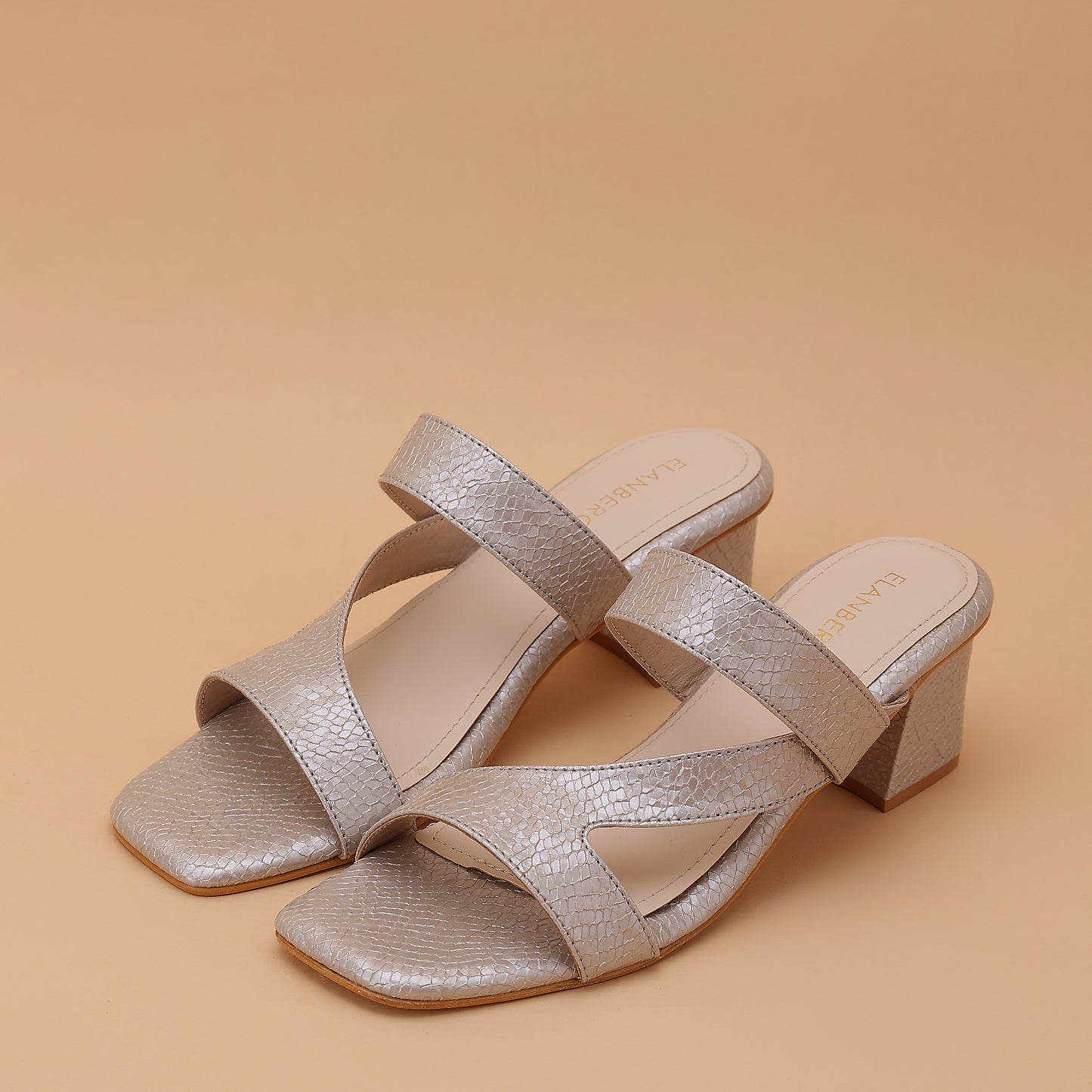 Caldera Asymmetrical Strap Block Heel- Grey