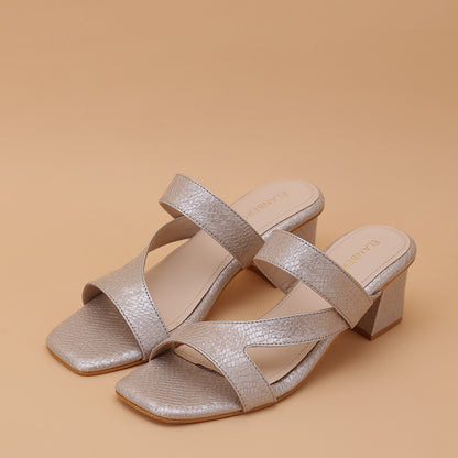 Caldera Asymmetrical Strap Block Heel- Grey