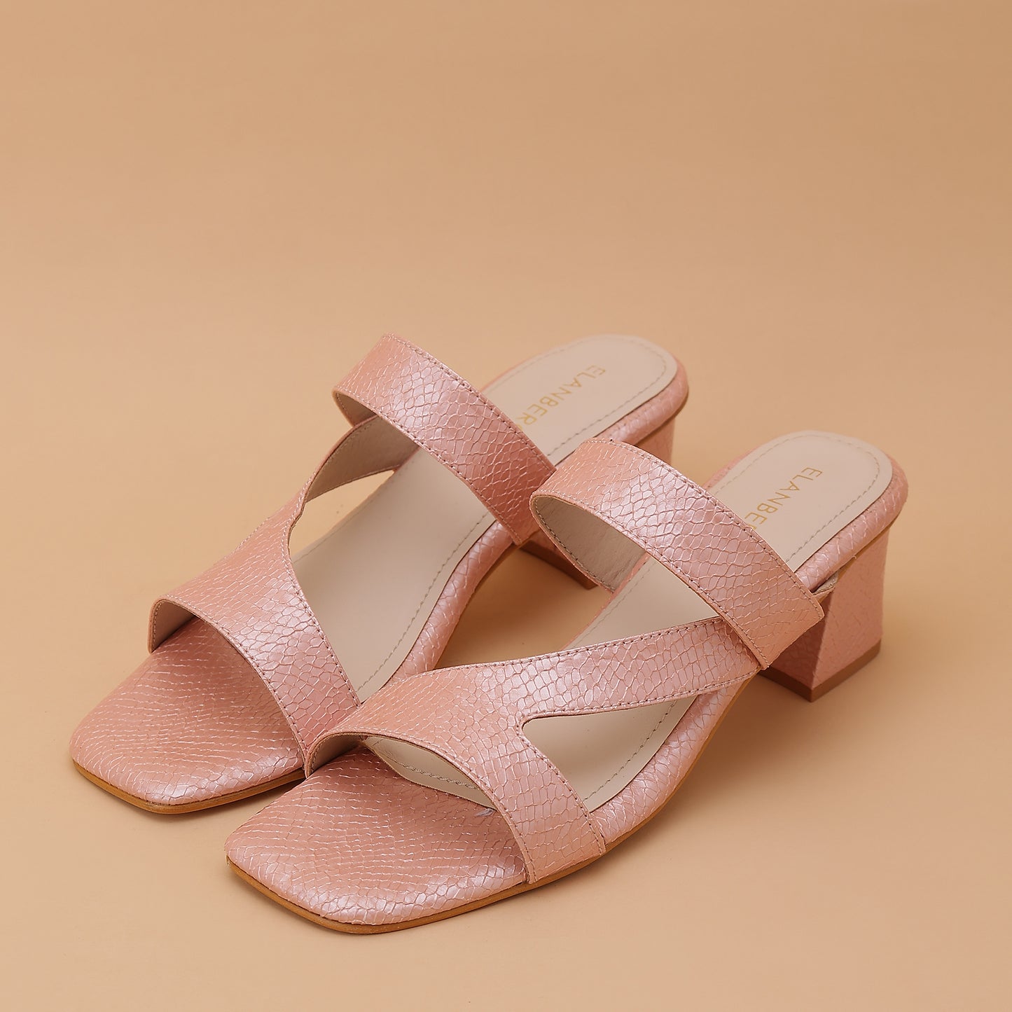 Florisse  Asymmetrical Strap Block Heel- Blush Pink