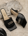 Midnight Square-Toe Heel- Black