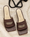 Chestnut Square-Toe Heel- Brown