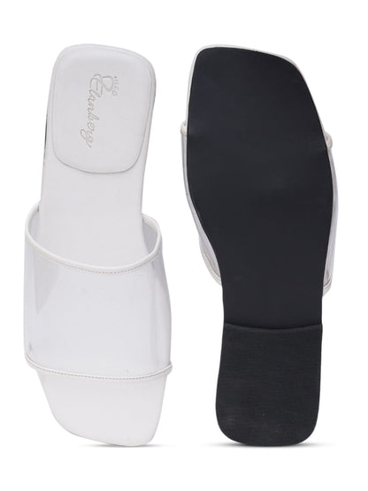 ELANBERG White Fashion Synthetic Leather Slip-On Flats Summer ELANBERG 