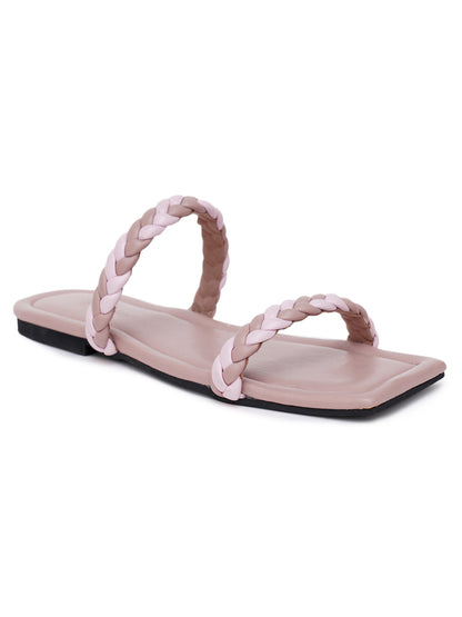 ELANBERG Pink Slip-On Open Toe Flats