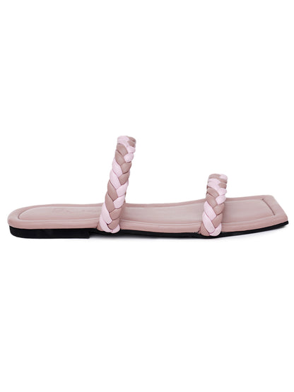 ELANBERG Pink Slip-On Open Toe Flats