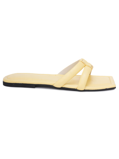 ELANBERG Yellow Fashion Synthetic Leather  Flats