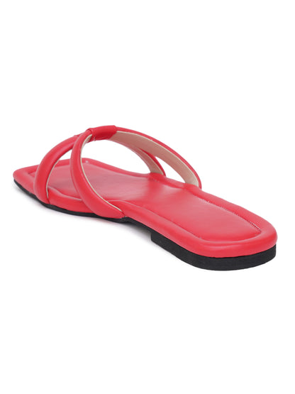 ELANBERG Orange Fashion Synthetic Leather  Flats