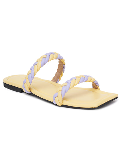 ELANBERG Yellow Slip-On Open Toe Flats