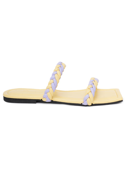 ELANBERG Yellow Slip-On Open Toe Flats