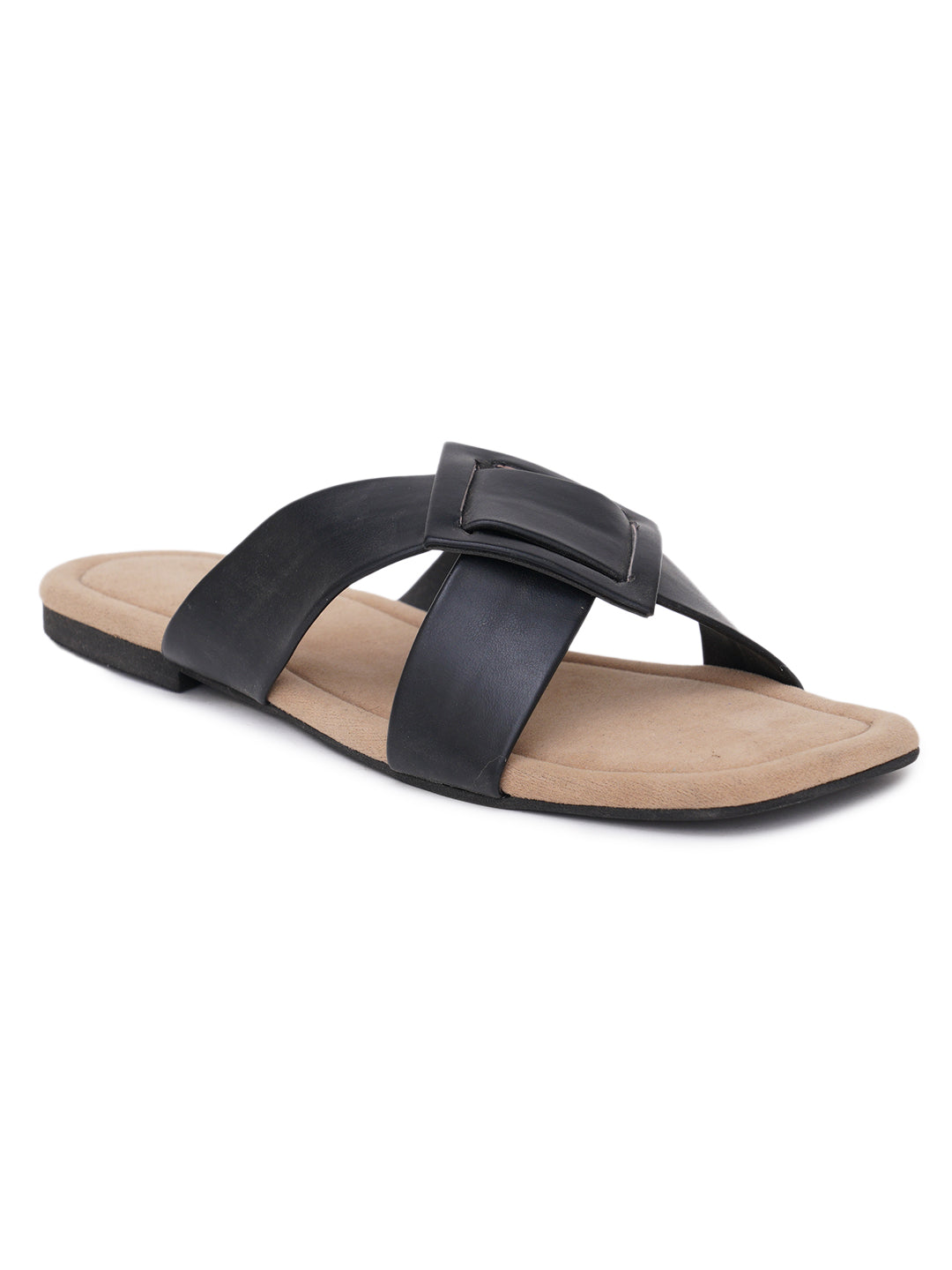 ELANBERG Black Fashion Synthetic Leather  Flats