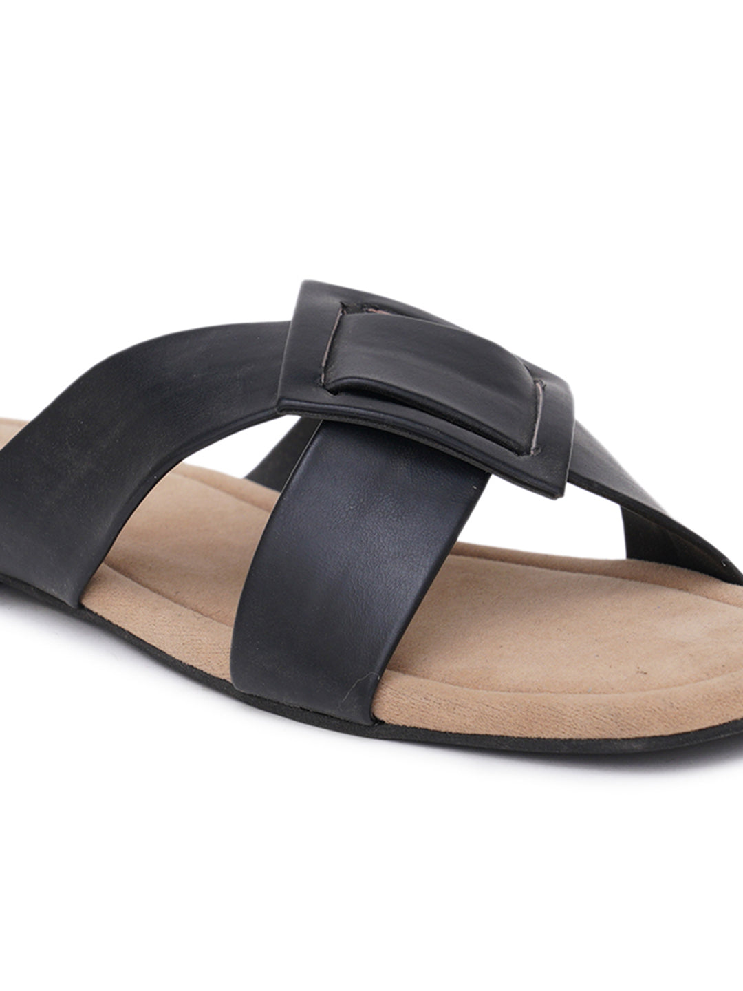 ELANBERG Black Fashion Synthetic Leather  Flats