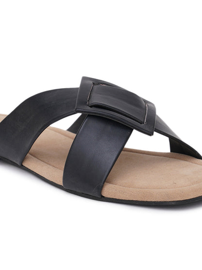 ELANBERG Black Fashion Synthetic Leather  Flats