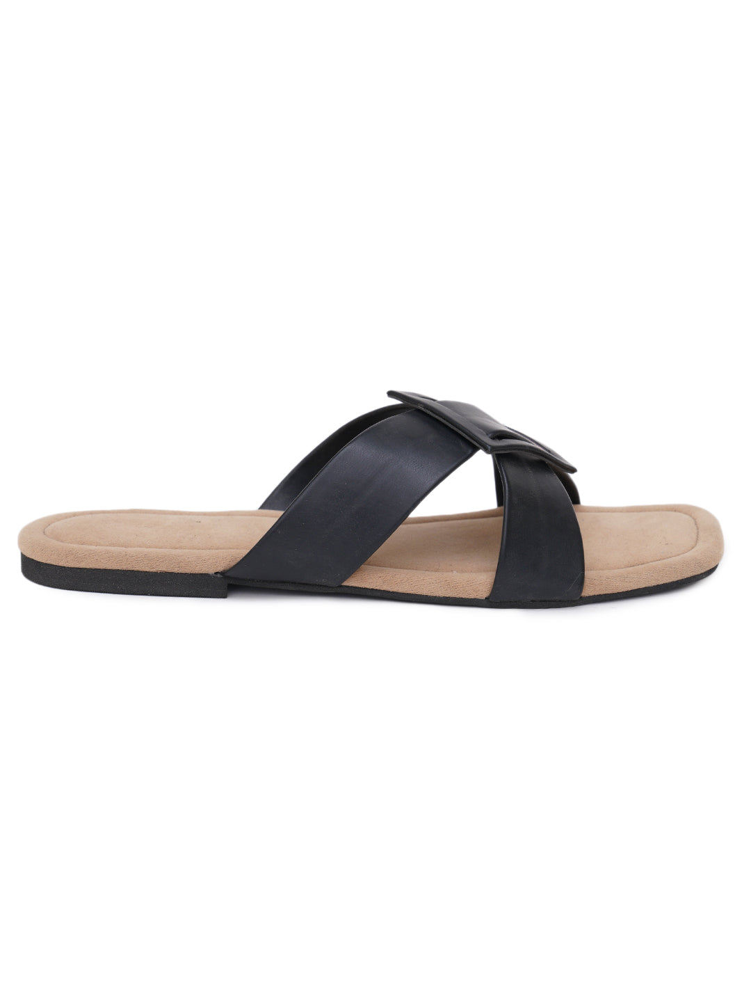 ELANBERG Black Fashion Synthetic Leather  Flats