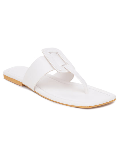 ELANBERG White Fashion Synthetic Leather  Flats