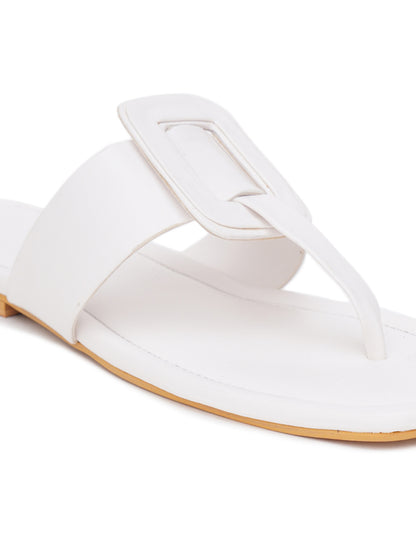 ELANBERG White Fashion Synthetic Leather  Flats