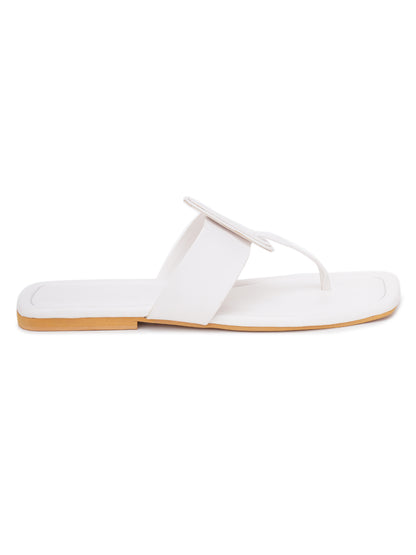 ELANBERG White Fashion Synthetic Leather  Flats