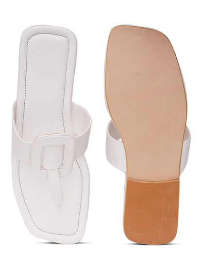 ELANBERG White Fashion Synthetic Leather  Flats