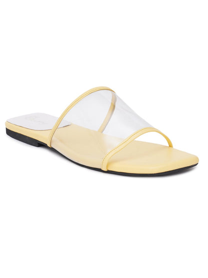 ELANBERG Yellow Fashion Synthetic Leather Slip-On Flats Summer ELANBERG 