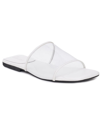 ELANBERG White Fashion Synthetic Leather Slip-On Flats Summer ELANBERG 