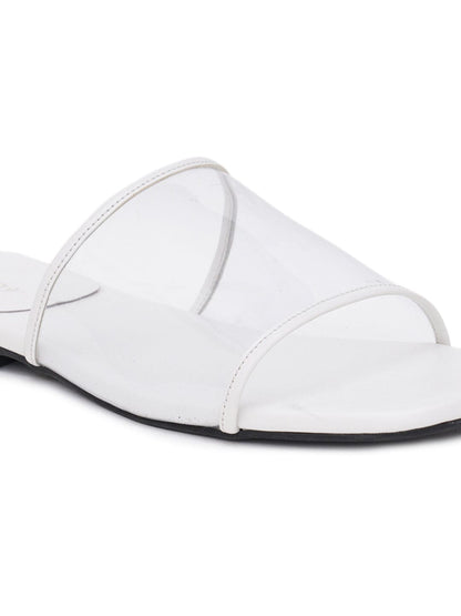 ELANBERG White Fashion Synthetic Leather Slip-On Flats Summer ELANBERG 