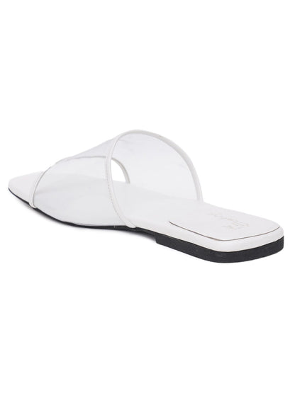 ELANBERG White Fashion Synthetic Leather Slip-On Flats Summer ELANBERG 