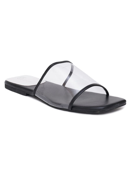 ELANBERG Black Fashion Synthetic Leather Slip-On Flats Summer ELANBERG 