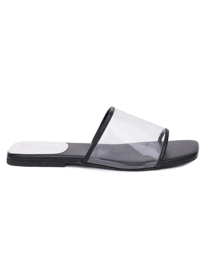 ELANBERG Black Fashion Synthetic Leather Slip-On Flats Summer ELANBERG 