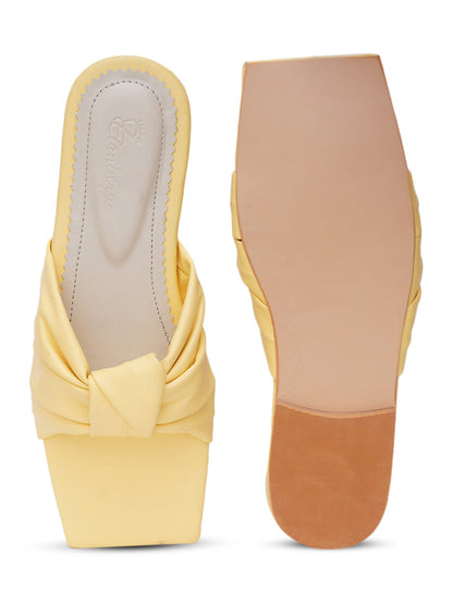 ELANBERG Yellow Fashion Synthetic Leather Slip-On Flats Summer ELANBERG 