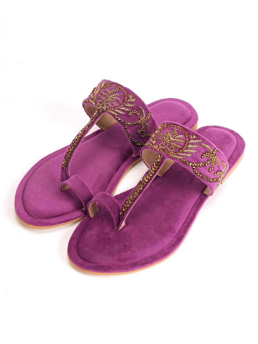Zarika Handcrafed Ethnic Flat- Purple