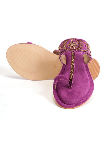 Zarika Handcrafed Ethnic Flat- Purple
