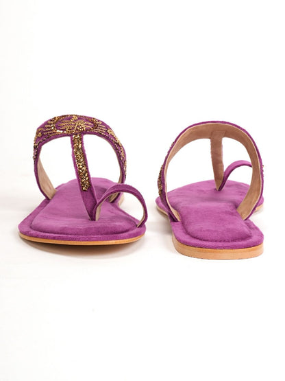 Zarika Handcrafed Ethnic Flat- Purple