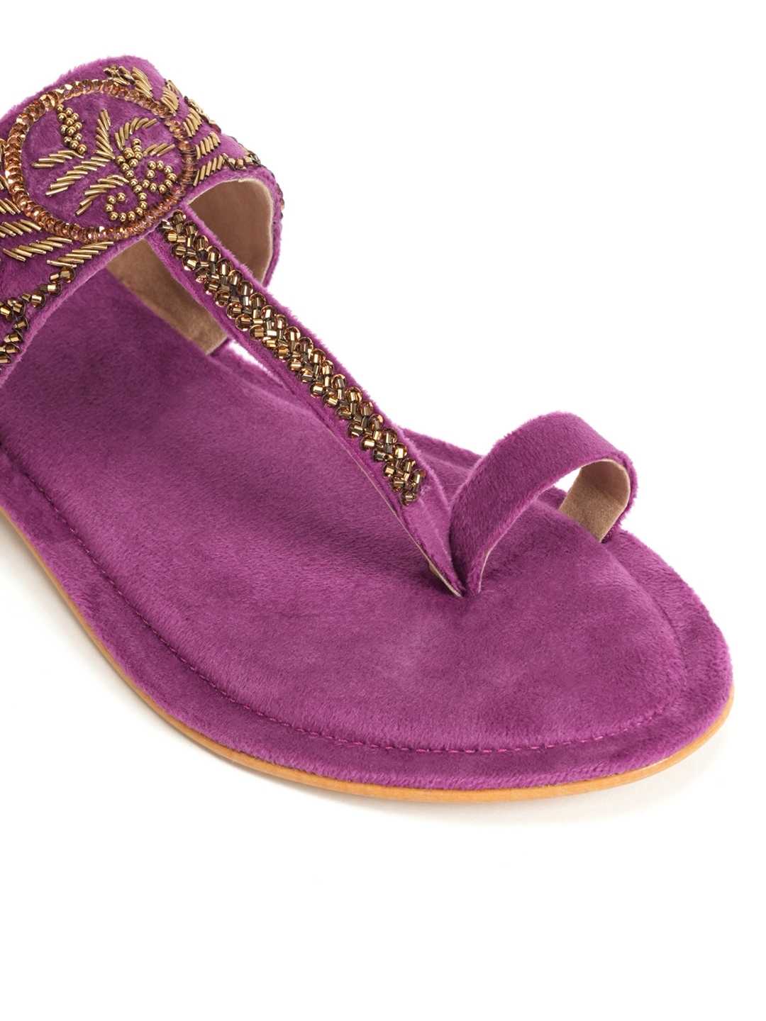 Zarika Handcrafed Ethnic Flat- Purple