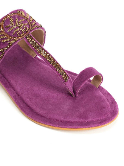 Zarika Handcrafed Ethnic Flat- Purple