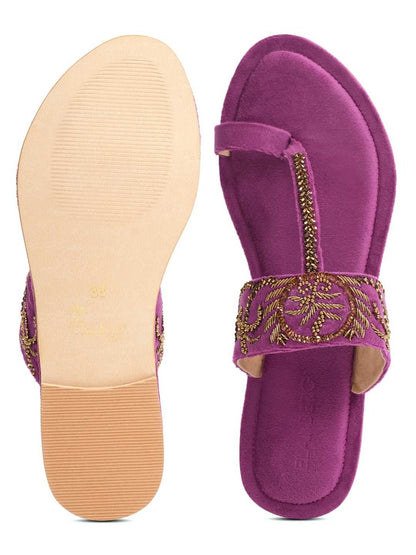 Zarika Handcrafed Ethnic Flat- Purple