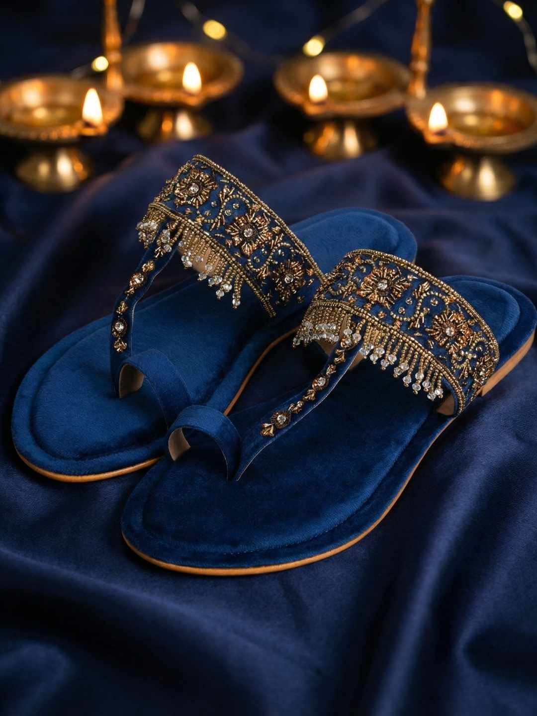 Nirvia Handcrafed Ethnic Flat- Royal Blue