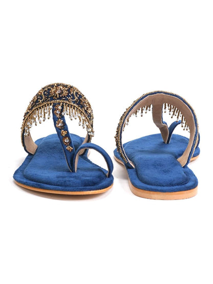 Nirvia Handcrafed Ethnic Flat- Royal Blue