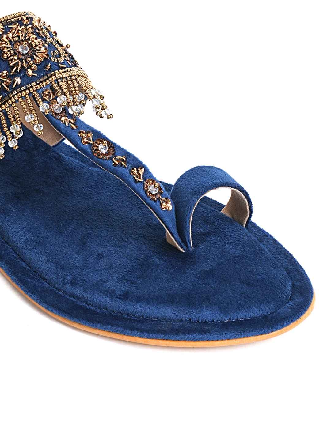 Nirvia Handcrafed Ethnic Flat- Royal Blue