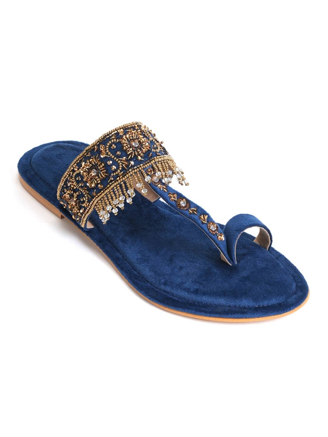 Nirvia Handcrafed Ethnic Flat- Royal Blue