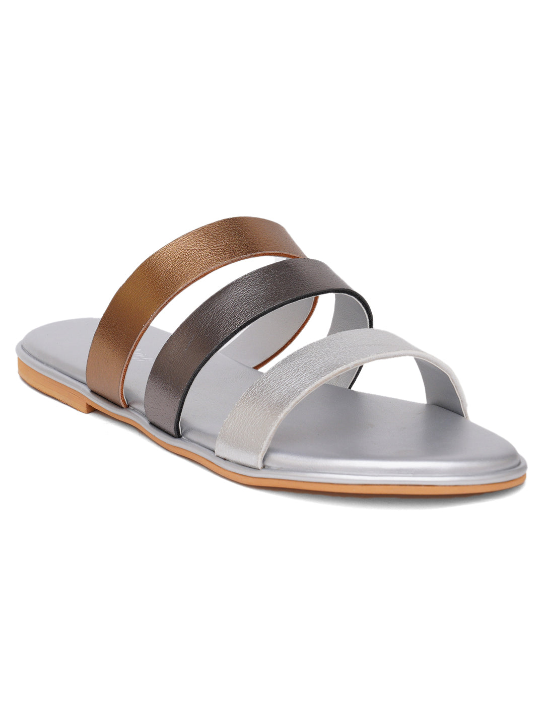 Elanberg Women's Trio Silver Strap Flats