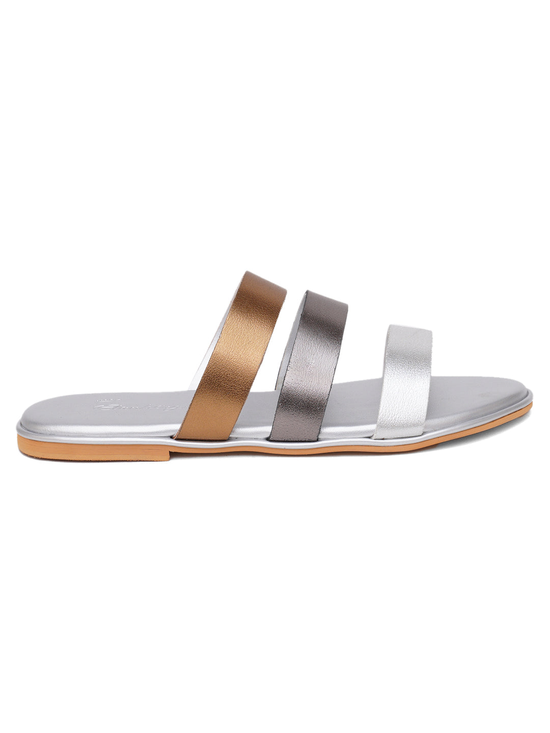 Elanberg Women's Trio Silver Strap Flats