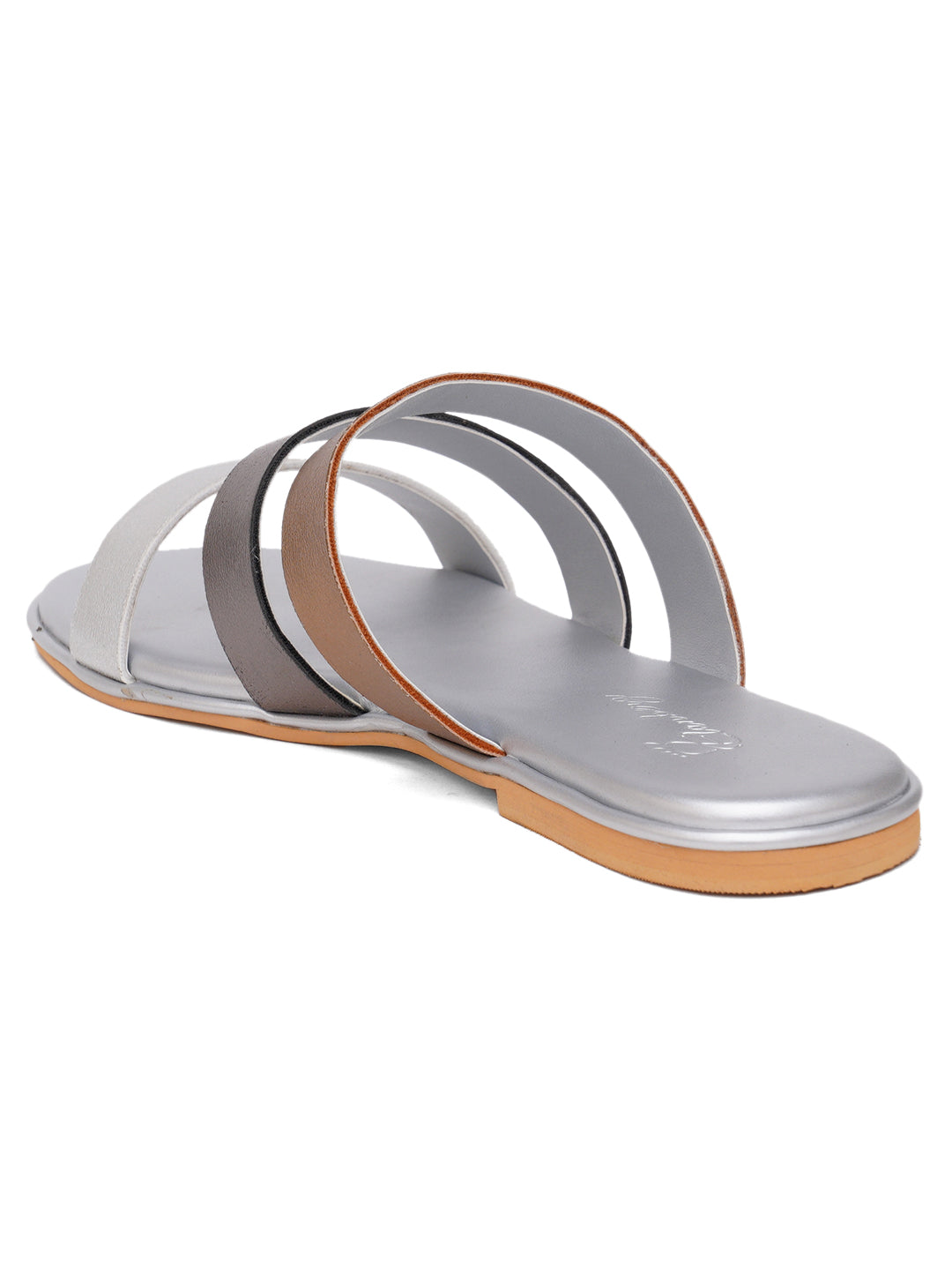 Elanberg Women's Trio Silver Strap Flats