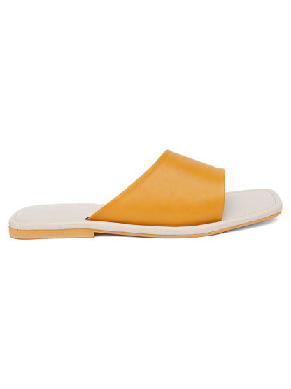 ELANBERG Orange Fashion Synthetic Leather  Flats