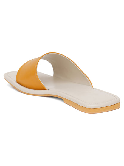 ELANBERG Orange Fashion Synthetic Leather  Flats