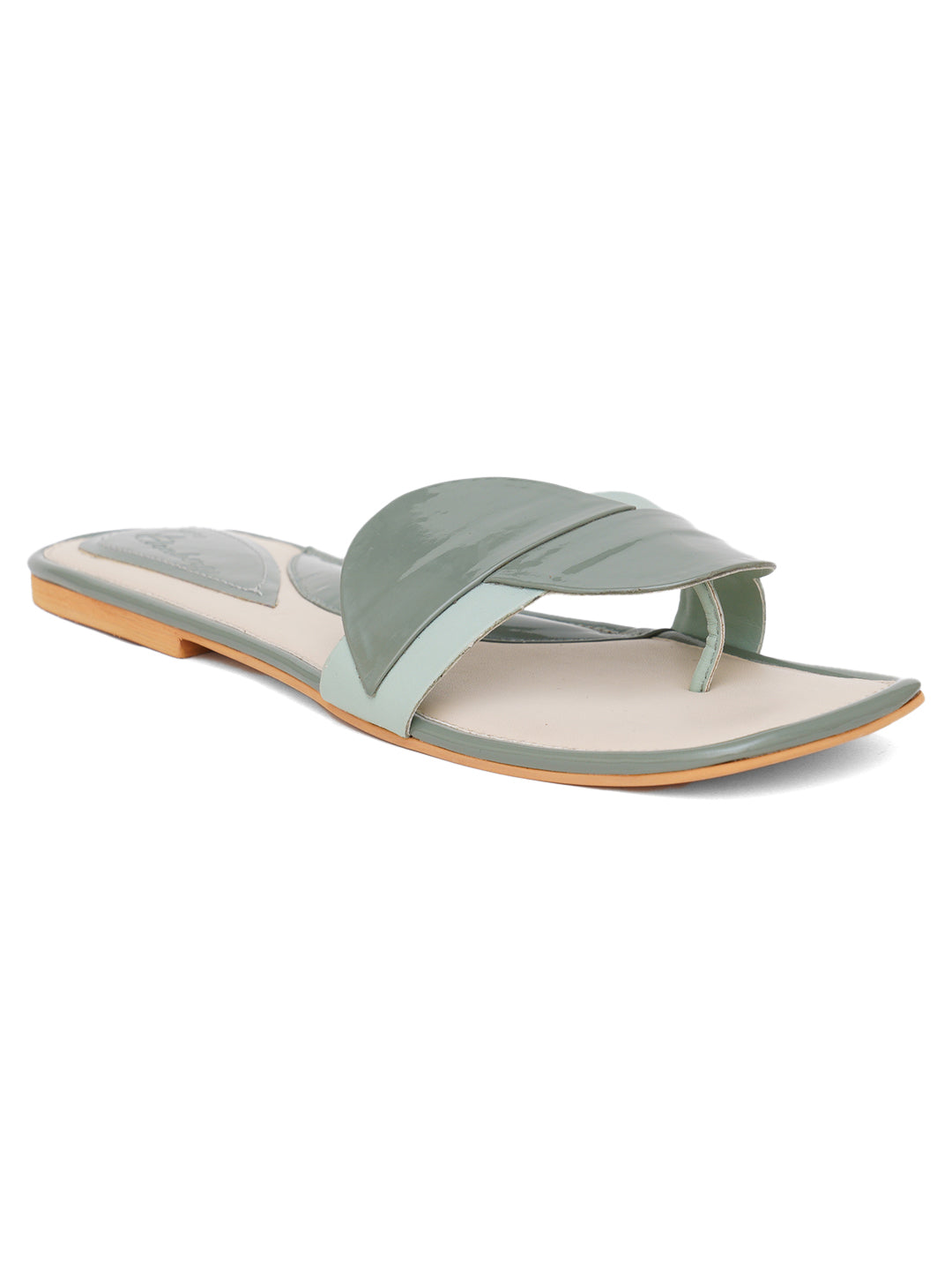 ELANBERG Olive Slip-On Open Toe Flats