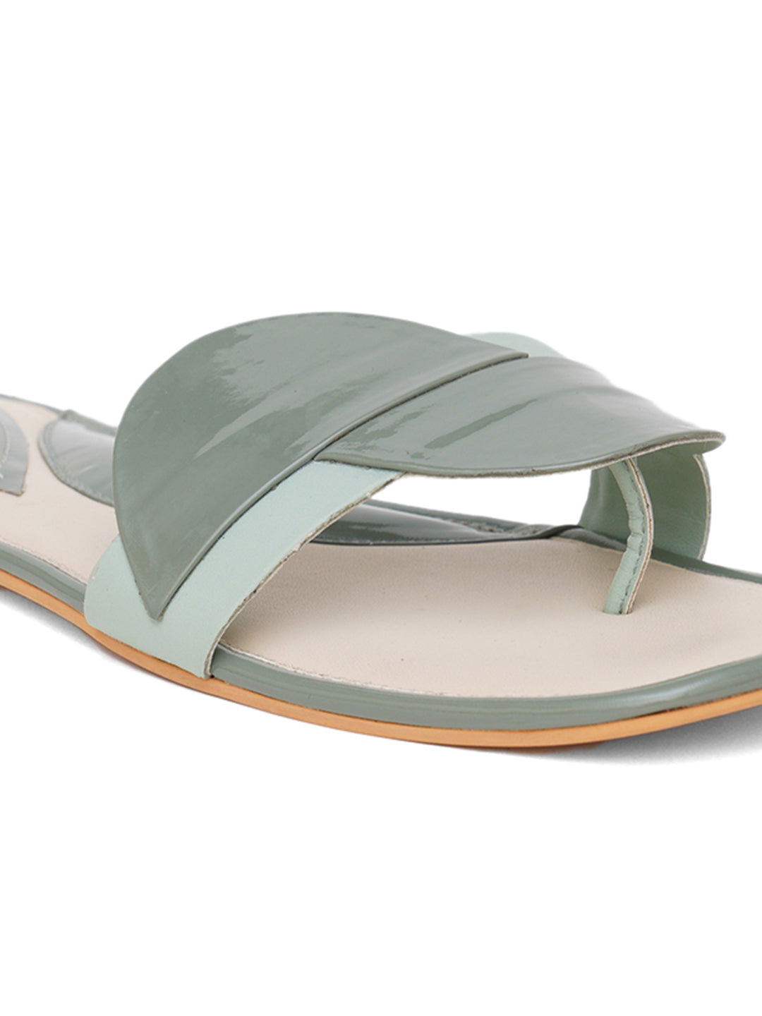 ELANBERG Olive Slip-On Open Toe Flats