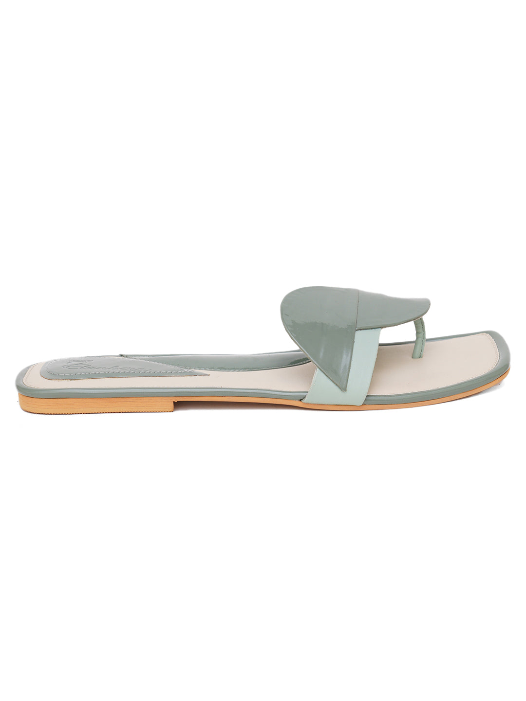 ELANBERG Olive Slip-On Open Toe Flats
